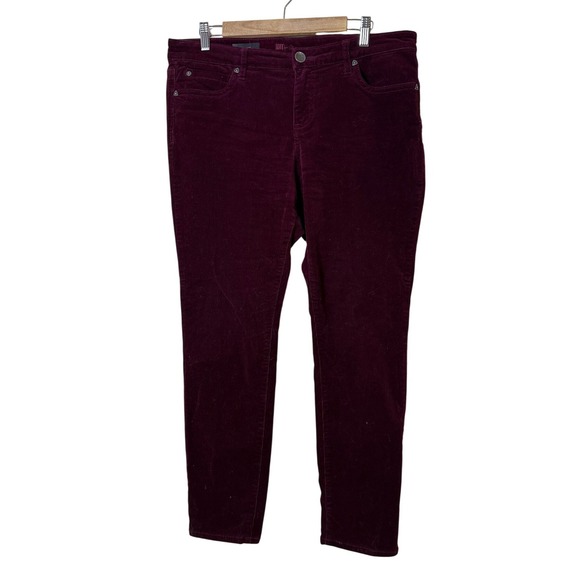 Kut from the Kloth Pants - Kut from the Kloth Women Corduroy Pants 12 Petite Burgundy Diana Skinny Classic